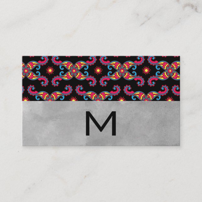 Colourful Paisley Flower Pattern | Watercolor Bloc Business Card (Front)