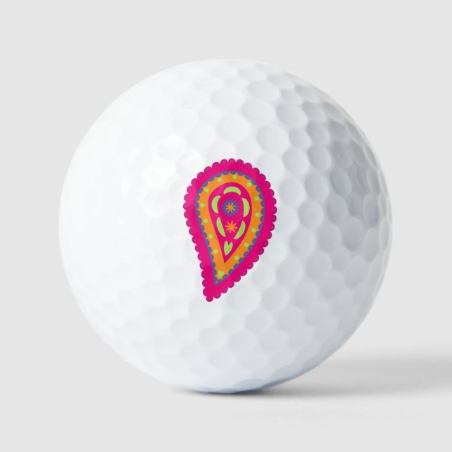 Colourful Paisley Golf Balls (Front)