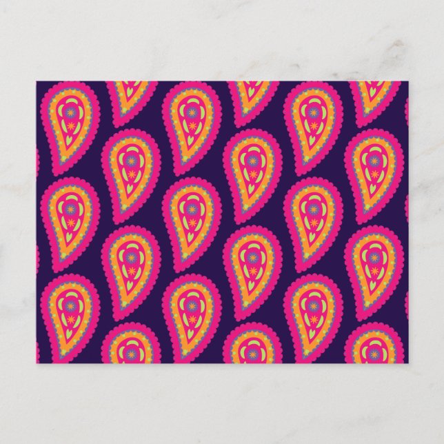 Colourful Paisley Holiday Postcard (Front)