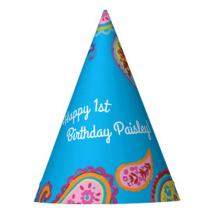 Colourful Paisley Kids Birthday Party Hat