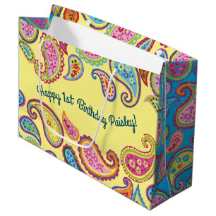 Colourful Paisley Kids Birthday Party Large Gift Bag