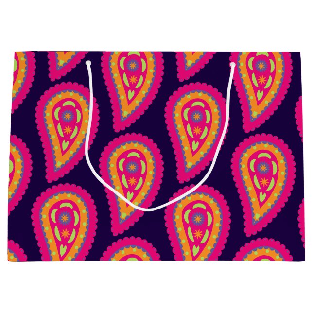 Colourful Paisley Large Gift Bag (Front)