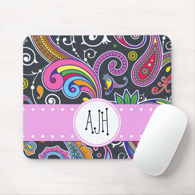 Colourful Paisley, Paisley Pattern, Boteh, Monogra Mouse Pad (With Mouse)
