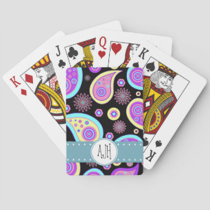 Colourful Paisley, Paisley Pattern, Boteh, Monogra Playing Cards