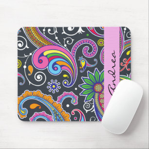 Colourful Paisley, Paisley Pattern, Your Name Mouse Pad