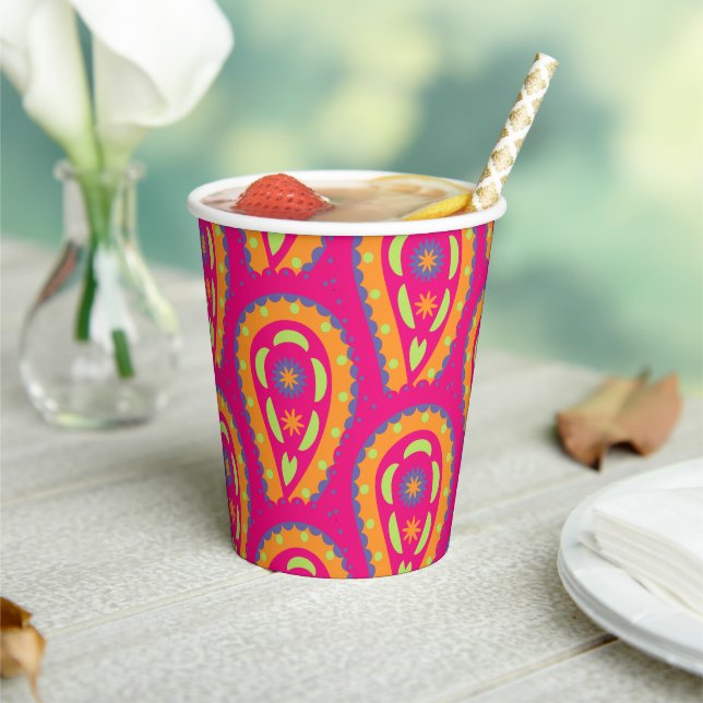 Colourful Paisley Paper Cups (Insitu)