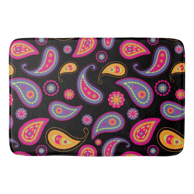 Colourful Paisley Pattern Bath Mat (Front)