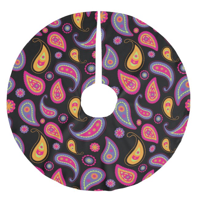 Colourful Paisley Pattern Brushed Polyester Tree Skirt (Front)