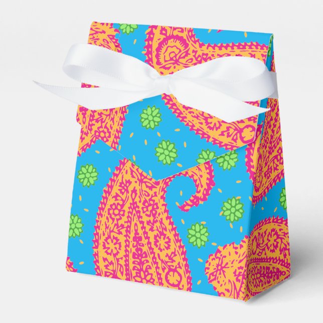 Colourful Paisley Pattern Favour Box (Front Side)