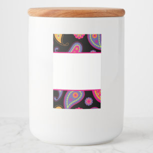 Colourful Paisley Pattern Food Label