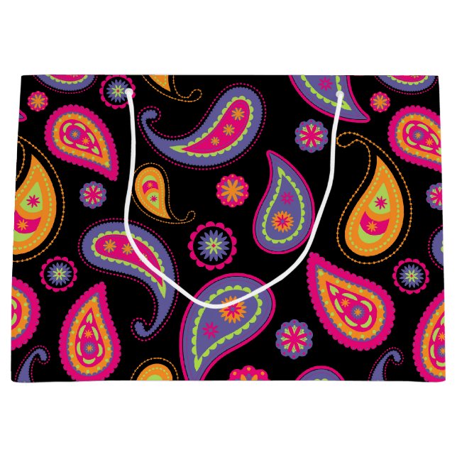 Colourful Paisley Pattern Large Gift Bag (Front)