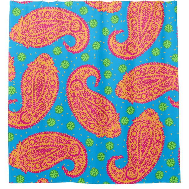 Colourful Paisley Pattern Shower Curtain (Front)