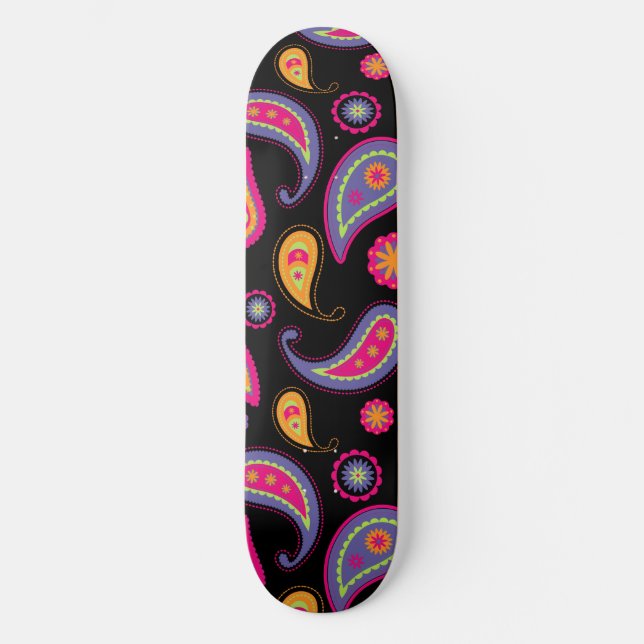 Colourful Paisley Pattern Skateboard (Front)