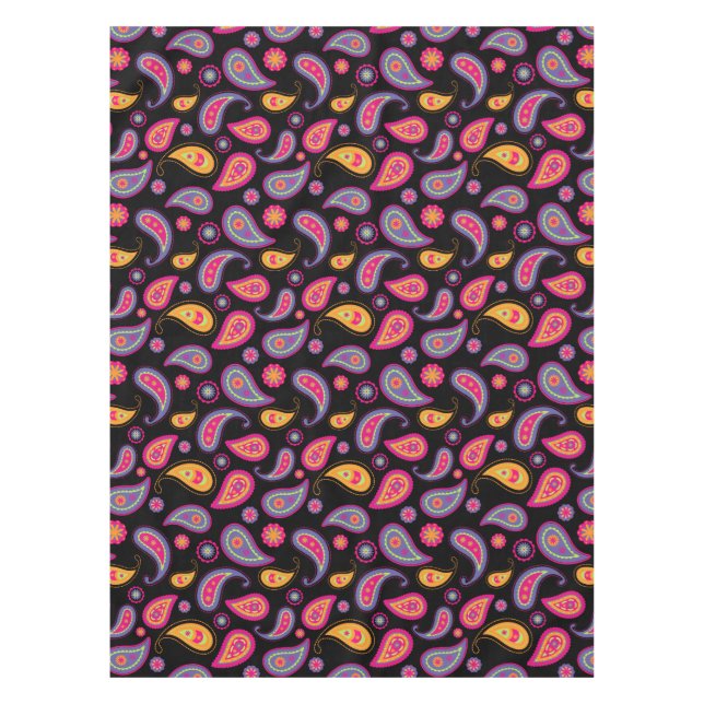 Colourful Paisley Pattern Tablecloth (Front)