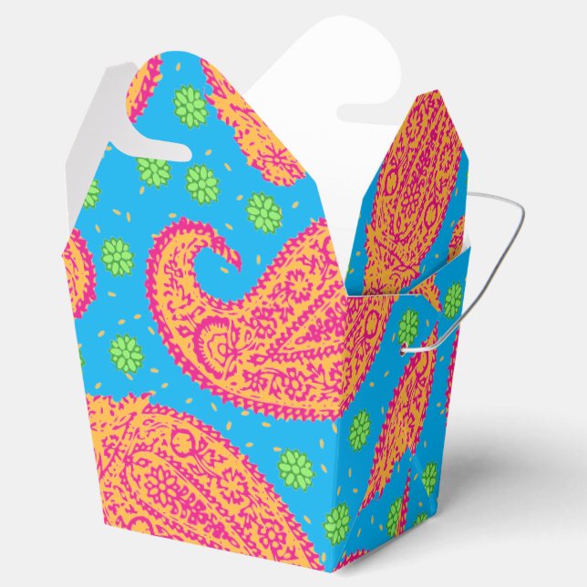 Colourful Paisley Pattern Take Out Favour Box (Opened)