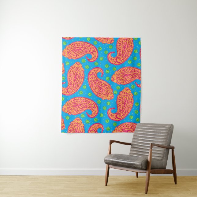 Colourful Paisley Pattern  Tapestry (In Situ)