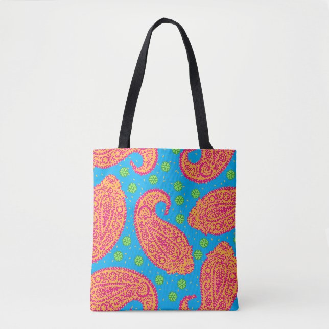 Colourful Paisley Pattern Tote Bag (Front)