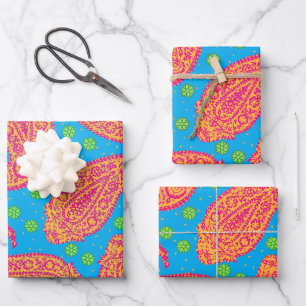 Colourful Paisley Pattern Wrapping Paper Sheet