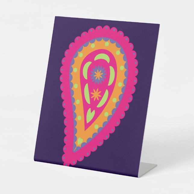 Colourful Paisley Pedestal Sign (Front)