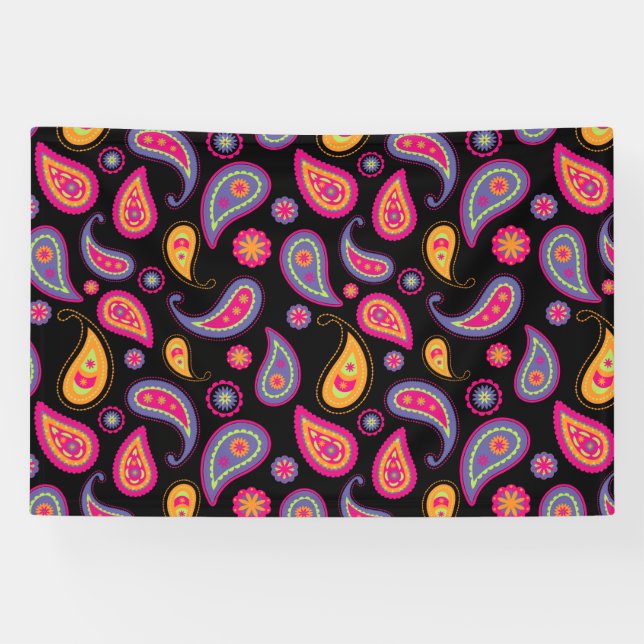 Colourful Paisley seamless Pattern Banner (Horizontal)
