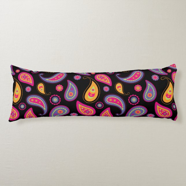 Colourful Paisley seamless Pattern Body Cushion (Front)