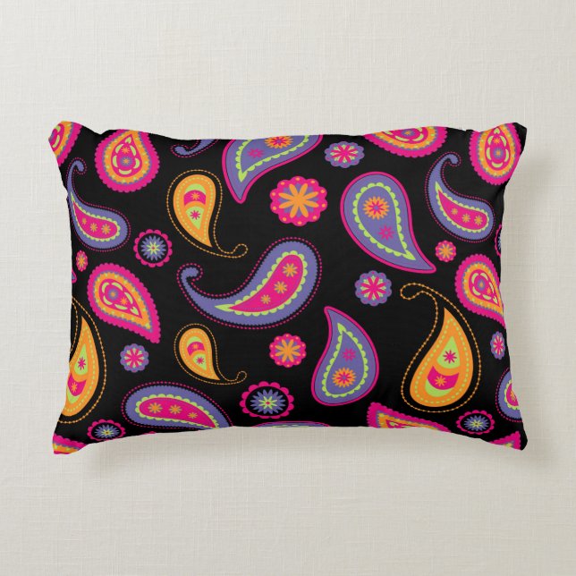 Colourful Paisley seamless Pattern Decorative Cushion (Front)