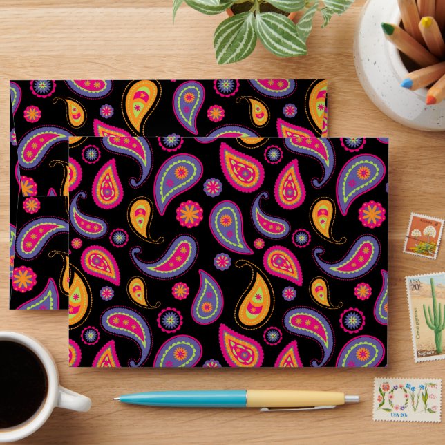 Colourful Paisley seamless Pattern Envelope (Desk)