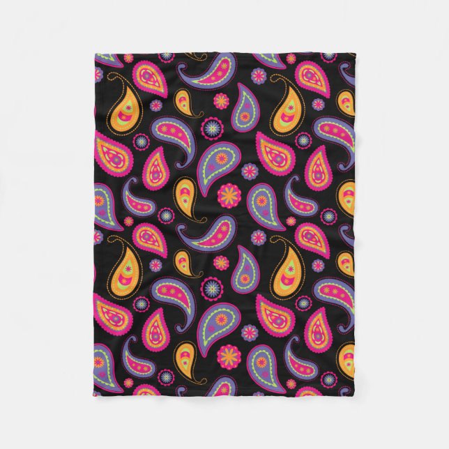 Colourful Paisley seamless Pattern Fleece Blanket (Front)