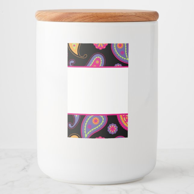 Colourful Paisley seamless Pattern Food Label (Front)