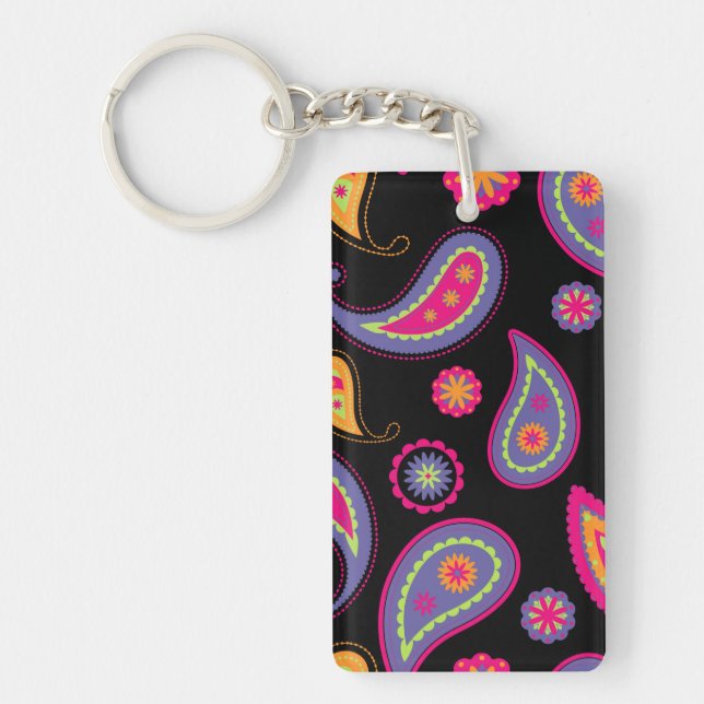 Colourful Paisley seamless Pattern Key Ring (Front)