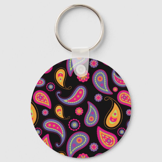Colourful Paisley seamless Pattern Key Ring (Front)