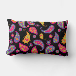 Colourful Paisley seamless Pattern Lumbar Cushion