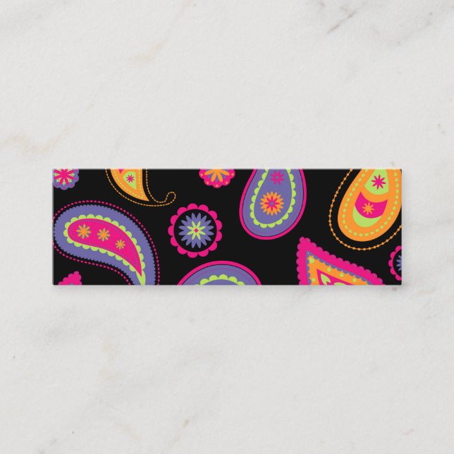 Colourful Paisley seamless Pattern Mini Business Card (Front)