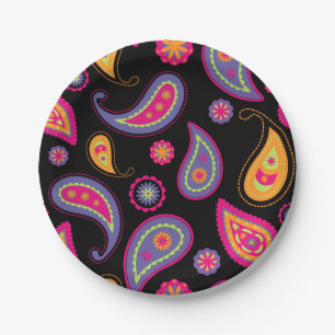Colourful Paisley seamless Pattern Paper Plate