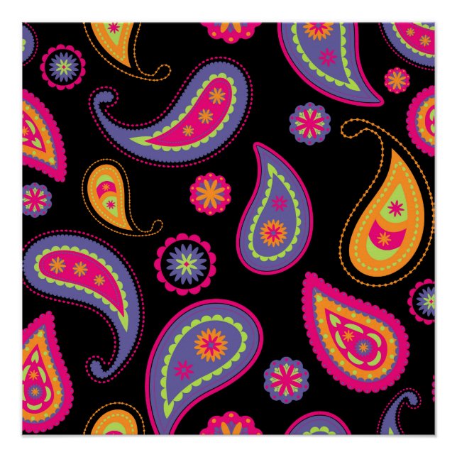 Colourful Paisley seamless Pattern Poster (Front)