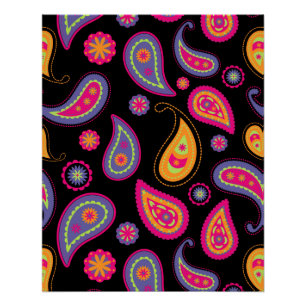 Colourful Paisley seamless Pattern Poster