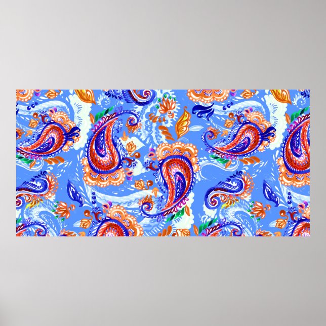 Colourful paisley seamless pattern poster (Front)