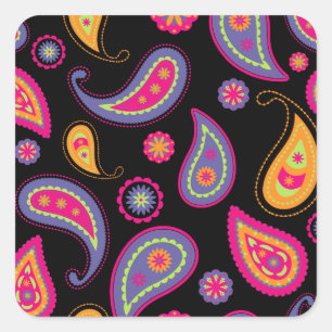 Colourful Paisley seamless Pattern Square Sticker