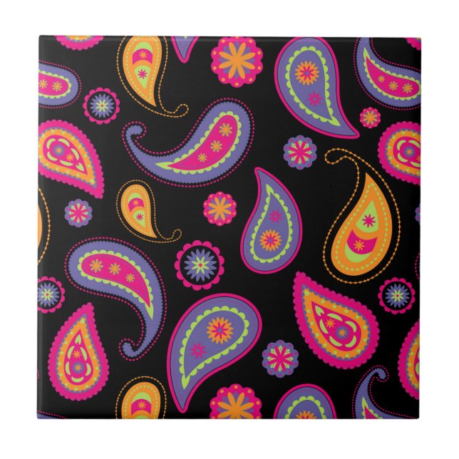 Colourful Paisley seamless Pattern Tile (Front)