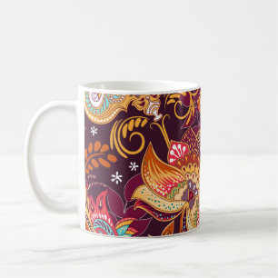 Colourful Paisley Style Floral Pattern Coffee Mug