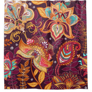 Colourful Paisley Style Floral Pattern Shower Curtain