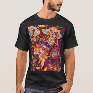 Colourful Paisley Style Floral Pattern T-Shirt