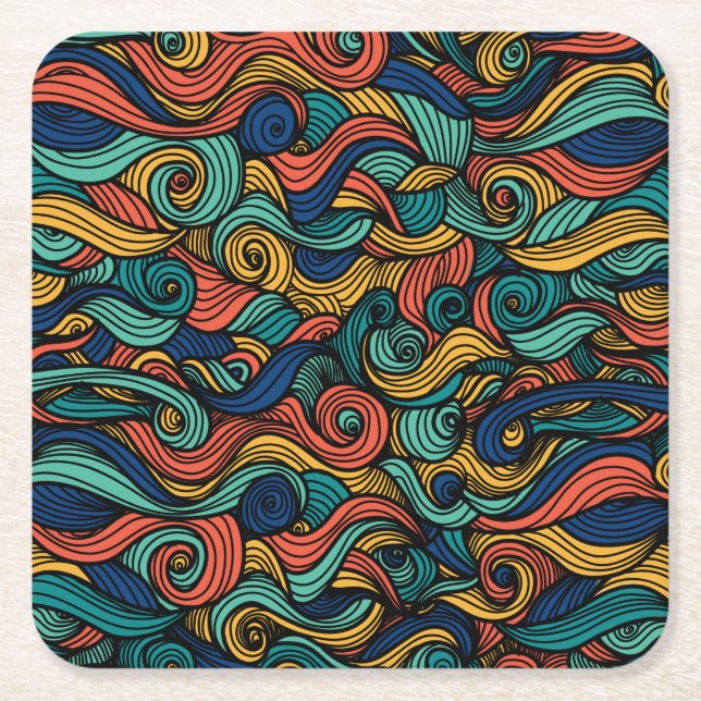 Colourful Paisley Swirl Paper Coasters (Front)