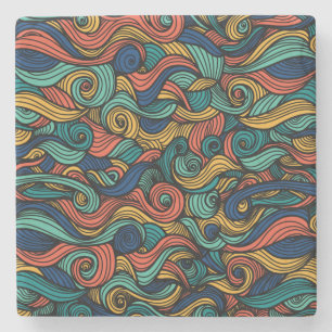 Colourful Paisley Swirl Stone Coaster