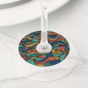 Colourful Paisley Swirl Wine Glass Tags