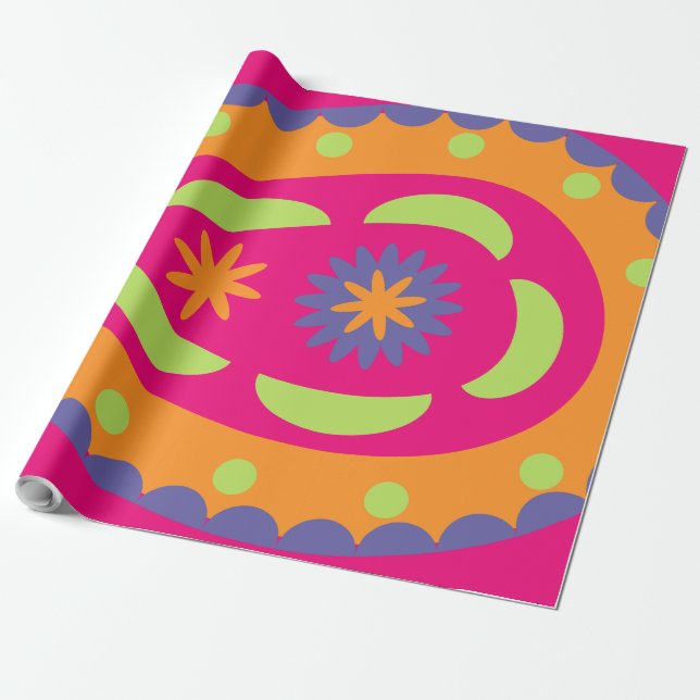 Colourful Paisley Wrapping Paper (Unrolled)