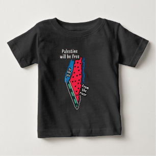 colourful palestine watermelon map graphic design baby T-Shirt