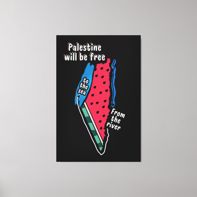 colourful palestine watermelon map graphic design canvas print (Front)