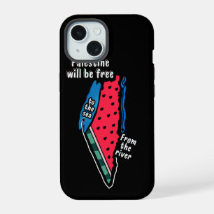 colourful palestine watermelon map graphic design iPhone 15 case