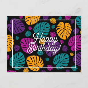 Colourful Palm Leaves Happy Birthday  Postcard